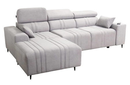 Rohová pohovka s funkcí spaní Castel šedý jasan levá pohodlná a stylová rohová pohovka s kontejnerem na lůžkoviny