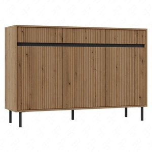 Zásuvková komoda Osaka 149 cm dub evoke / černá minimalistický design ideální pro obývací pokoje a ložnice vkusné drážkované čelo