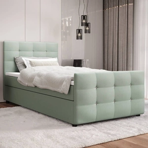 Kontinentální postel Kansas 100x200 v mátové barvě v moderním skandinávském stylu s čalouněným čelem a nohama