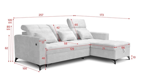 Rohová pohovka s funkcí spaní Laredo tmavě béžová pravý roh pohodlná a stylová rozkládací pohovka s kontejnerem na lůžkoviny