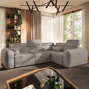 Cantare II rohová pohovka s funkcí spaní šedá jasan pravá pohodlná rohová pohovka do obývacího pokoje se stylovým charakterem měkká látka