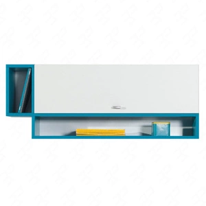 Závěsná police s dvířky Mobi 100 cm bílá / tyrkysová moderní design nábytku vysoce kvalitní lemování police speciální dýhou