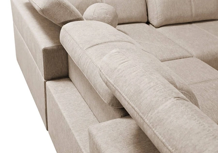 Rohová sedací souprava s funkcí spaní Tesalia IX hnědá levá moderní design pohodlný posuvný opěrák zásuvka v boku nábytku