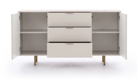 Zásuvková komoda Sula 150 cm černá elegantní a funkční komoda s ozdobnými drážkovanými čely a kovovými úchyty