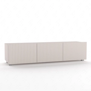 RTV skříňka Colder 150 cm béžová s možností zavěšení stylové drážkované čelo elegantní forma nábytku v moderním stylu