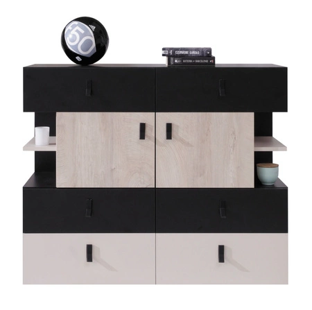 Nábytková sestava Niko černá / dub / béžová ideální do dětského nebo studentského pokoje v módním stylu