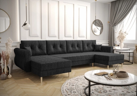 Rohová sedací souprava s funkcí spaní Wilkins U grafitová pohodlná rohová sedací souprava proplétaná látkou moderní design, který se hodí do každého interiéru