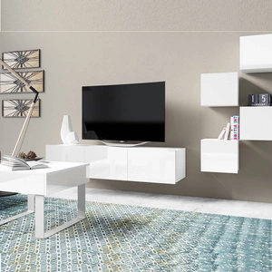 Nábytková sestava Apulia XXI bílý lesk extrémně stylová nástěnná skříňka do obývacího pokoje jednoduché jednotky hodící se do každého interiéru