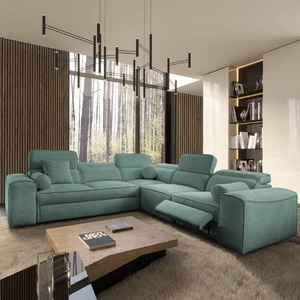 Rohová sedačka s funkcí spaní Viano III Lux patina pravá moderní rohová sedačka do obývacího pokoje s výsuvnou podnožkou kontejner na ložní prádlo