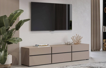 TV skříňka Cross 180 cm tmavě béžová moderní design ideální skříňka do obývacího pokoje a obýváku geometrický tvar