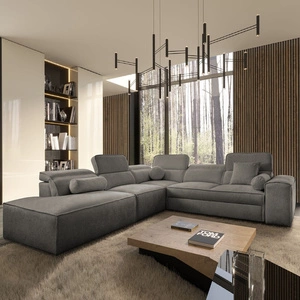 Rohová sedací souprava s funkcí spaní Viano IX šedá levostranná stylová rohová sedací souprava s kontejnery na lůžkoviny ideální kus nábytku do velkého obývacího pokoje