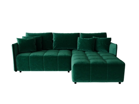 Rozkládací pohovka Oroso láhev zelená pravá strana měkká sametová tkanina s hydrofobním povlakem nádoba na lůžkoviny