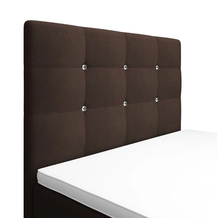 Hnědá kontinentální postel Kansas 90x200 v moderním skandinávském stylu s čalouněným čelem a nohama