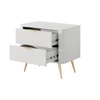 Noční stolek Lante bílý stylová skříňka se zásuvkami ideální pro ložnice v glamour a skandinávském stylu originální tvar z masivu