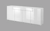 Komoda Toledo 208 cm bílá / bílý lesk moderní design čela komody jemně prohnutá