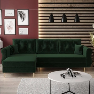 Rohová sedací souprava s funkcí spaní Wilkins bottle green levá strana stylový a moderní design, který se hodí do každého interiéru
