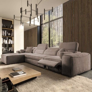 Rohová sedací souprava s funkcí spaní Viano XII Lux světle hnědá levotočivá designová rohová sedací souprava do obývacího pokoje s pohodlným výsuvným podnožníkem