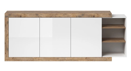 Komoda Sintra 220 cm dub samdal / bílý lesk funkční, ideální do moderních interiérů bezúchytkový systém otevírání push to open