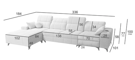 Rohová rozkládací pohovka s funkcí spaní Penejos XII Lux béžová levá stylová rohová rozkládací pohovka s pohodlnou výsuvnou opěrkou nohou
