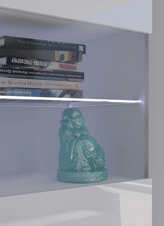 Závěsná vitrína Apulia 45 cm bílý lesk minimalistický design stylová vitrína do obývacího pokoje jednoduchý tvar, který se hodí do každého interiéru