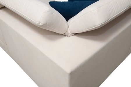 Rohová sedací souprava s funkcí spaní Kelly IV slonovinová kost pravá sametová pohodlná rohová sedací souprava nastavitelné opěrky hlavy postranní čalounění s lištami