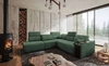 Rohová sedací souprava s funkcí spaní Tesalia IX mint levá moderní design pohodlný posuvný opěrák zásuvka v boční části nábytku