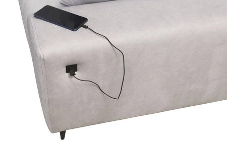 Rohová pohovka s funkcí spaní Castel IV šedohnědá levostranná stylová rohová pohovka s kontejnery na lůžkoviny a nastavitelnými opěrkami hlavy