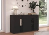 Komoda Senja 140 cm matera / černá elegantní design dekorativní rýhované čelo s kovovou rukojetí