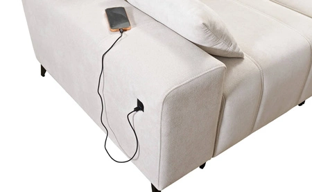 Rohová pohovka s funkcí spaní Penejos VIII krémová pravá strana stylové rohové rozkládací pohovky z odolné látky