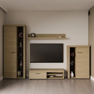 Nástěnná skříňka Rene z olejovaného dubu inovativní design moderní uspořádání s elegantním charakterem s rozsáhlou funkčností