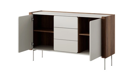 Stylová obývací stěna Tantuni ořech / béžová se zaoblenými předními hranami trendy barvy