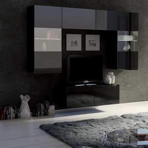 Nástěnná skříňka Apulia X černý lesk Mimořádně stylová nástěnná skříňka Jednoduché kusy nábytku, které se hodí do každého interiéru