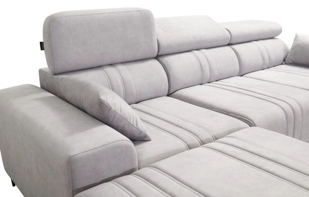 Rohová rozkládací pohovka s funkcí spaní Castel béžová levý roh pohodlná a stylová rozkládací pohovka s kontejnerem na lůžkoviny