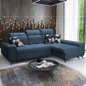 Rohová sedací souprava s funkcí spaní Buffalo blue right Funkční a stylová rohová sedací souprava s kontejnerem na lůžkoviny
