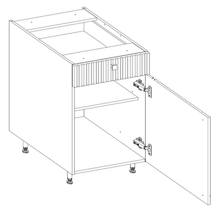 Stojatá kuchyňská skříňka se zásuvkou a policí Style 50 D 1F 1S BB skříň odolná proti páře, vysoké teplotě a rozlité kapalině