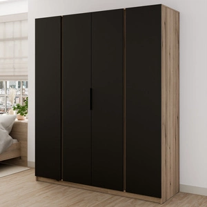 Šatní skříň Kastano VII 200 cm dub evoke / černá stylový design kovové hrany úchytek prostorná skříň do ložnice nebo předsíně