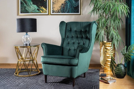 Křeslo Ushak Harry zelený odolné proti natahování a poškrábání pohodlné při relaxaci