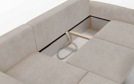 Rohová pohovka s funkcí spaní Arbon II hnědá levá pohovka stylový design výrazný zaoblený tvar nádoba na lůžkoviny