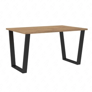 Woburn stůl 138x90 cm dub lancelot / černá jednoduchá forma nábytku obohacená o stylové černé nohy v loftovém stylu odolné proti rozlití desky