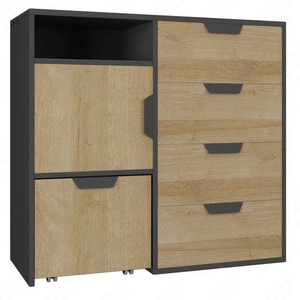 Komoda Nano 90 cm grafit / dub rivierafree použití a trvanlivost stylový a funkční doplněk do kanceláře a pokoje teenagera