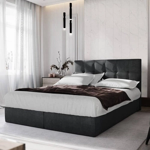 Černá kontinentální postel Harmony 160x200 v moderním skandinávském stylu s čelem s ozdobnými knoflíky