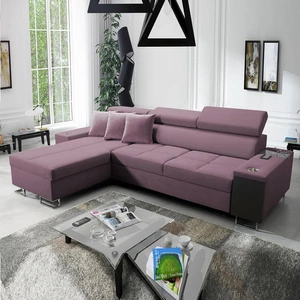 Rohová rozkládací pohovka Dafni heather zanechá sametové pohodlí a funkčnost při každodenním odpočinku