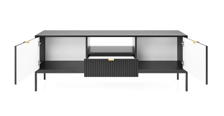 Moderní design černé RTV skříňky Lovro 154 cm potěší milovníky osobitých interiérů