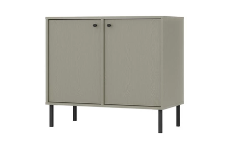 Nábytek Kioto II eukalyptus stylový designový nábytek do obývacího pokoje elegantní nábytek podepřený kovovými černými nohami decentní úchytky