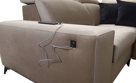 Kelly Sleek II rohová sedačka s funkcí spaní hnědá levá elegantní rohová sedačka do obývacího pokoje z odolné tkané látky