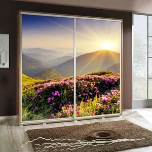 Posuvná skříň Artistino 205 cm s grafickým povrchem III korpus skříně z dubu catania z desky o tloušťce 22 mm