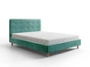 Čalouněná postel Noiro 140x200 zelená s kontejnerem v moderním skandinávském stylu s výrazným čelem