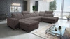 Luigi VI rohová pohovka s funkcí spaní hnědá levostranná stylová rohová pohovka s kontejnery na lůžkoviny potaženými měkkou látkou