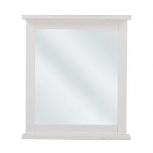 Romantické koupelnové zrcadlo 70x80 cm dekorativní zrcadlo s poličkou v bílém dřevěném rámu elegantní a funkční doplněk koupelny