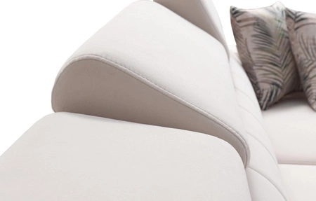 Rohová pohovka s funkcí spaní Savona Indian pink / white levá elegantní rohová pohovka s nastavitelnými opěrkami hlavy dekorativní prošívání